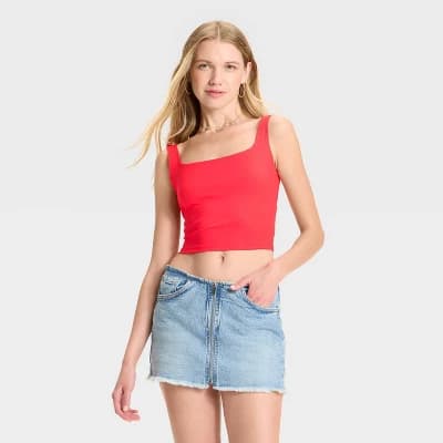 Women's ButterBliss Square Neck Tank Top - Wild Fable™ Cherry Red XXS - Image 1
