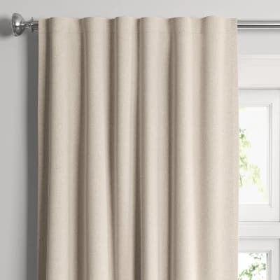50"x95" Blackout Aruba Window Curtain Panel Beige - Threshold™: Recycled Polyester, Traditional Style, Solid Drapes - Image 1