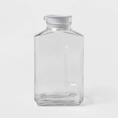 64oz Glass Straight Side Pitcher with Lid - Threshold™: Dishwasher-Safe Drink & Water Pitcher, Juice Container - Image 1