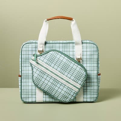 Plaid Pickleball Bag & Paddle Cover Set Green/Blue - Hearth & Hand™ with Magnolia - Image 1