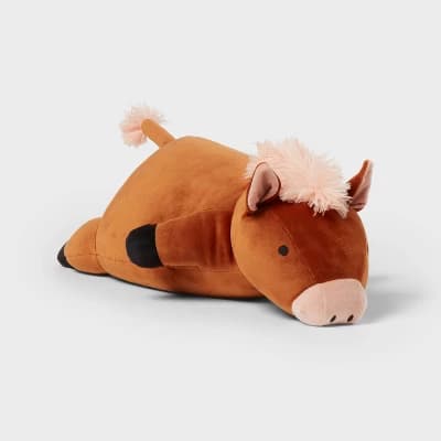 Horse Weighted Plush Kids' Throw Pillow Brown - Pillowfort™ - Image 1