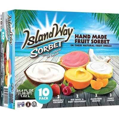 Island Way Sorbet Frozen Fruit Sorbet - 34.4 fl oz/10ct
