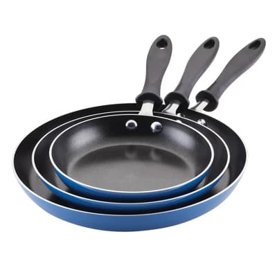 Farberware Reliance 3pc Aluminum Nonstick Frying Pan Set Blue: Kitchen Skillet Set, Dishwasher-Safe, Electric & Gas Compatible - Image 1