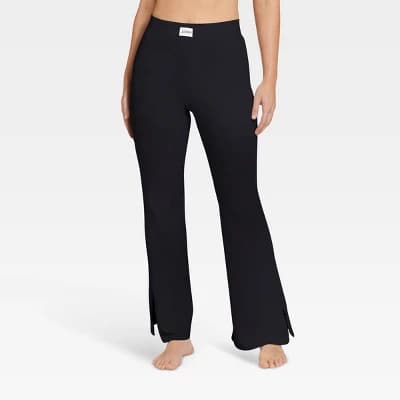 Jockey Generation™ Women's Organic Flare Pants - Black L: Mid Rise, Wide Waistband, Knit Fabric - Image 1