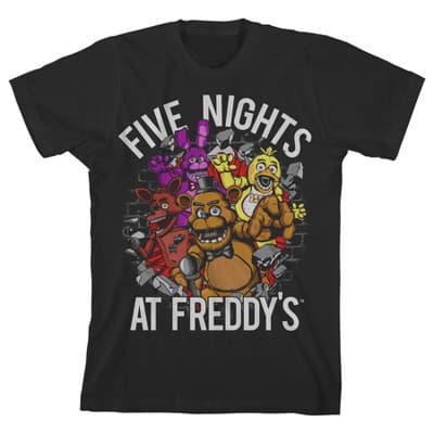 Five Nights at Freddy's Breaking Walls Boy's Black T-shirt-Small