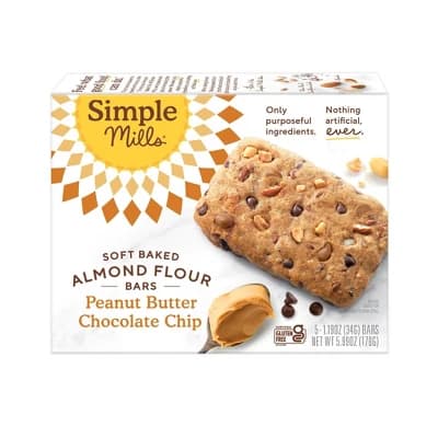 Simple Mills Almond Flour Peanut Butter Chocolate Chip Soft Baked Snack Bars - 5.99oz/5ct - Image 1