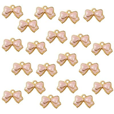 Wrapables Nature Charms for Jewelry Making Enamel Pendants, (Set of 20) Pink Bow