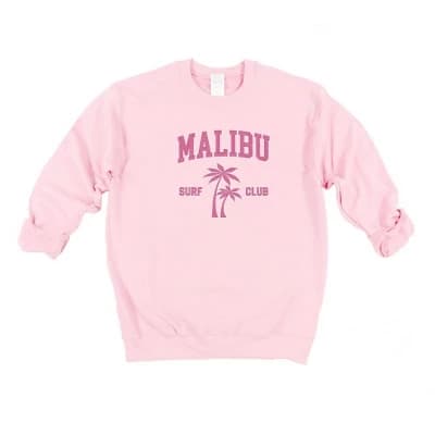 Simply Sage Market Women's Graphic Sweatshirt Embroidered Malibu Surf Club - S - Light Pink - Image 1