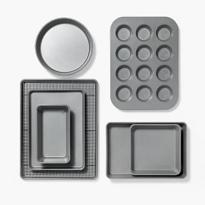 8pc Nonstick Bakeware Set Gray - Figmint™: Figmint Kitchen Baking Set, PTFE-Free, Oven & Dishwasher Safe, 450°F Limit - Image 1