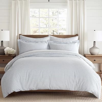 Tobago Stripe Blue Twin Duvet Cover Set - Levtex Home - Image 1