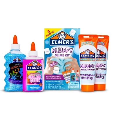 Elmer's 4pc Fluffy Slime Kit: Creative Thinking, No Choking Hazard, Ages 3+, Includes Instructions, Blue & Pink Colors - Image 1
