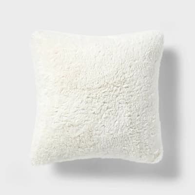 Cozy Faux Shearling Decorative Throw Pillow Ivory - Room Essentials™ - Image 1