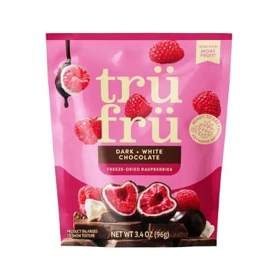 Tru Fru Hyper-Dried Raspberries Covered in Dark Chocolate Candy - 3.4oz - Image 1