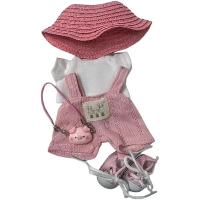 Doll Clothes Superstore Pretty in Pink 6-Piece Summer Outfit for 17.5cm Labubu Dolls - Image 1