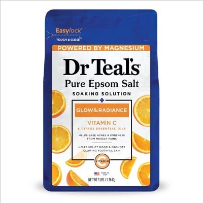 Dr Teal's Epsom Salt Magnesium Soak - Glow & Radiance with Vitamin C & Citrus Essential Oils - 3 lbs