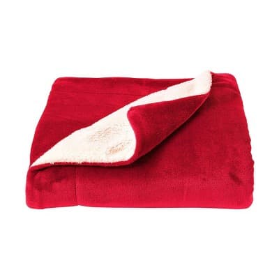 Oversized Polyester Fleece Faux Shearling Throw Blanket Red/White - Yorkshire Home: Cozy, Modern, All-Season Comfort