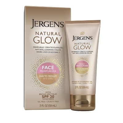 Jergens Natural Glow Face Moisturizer Self Tanner Daily Sunscreen - SPF 20 - 2 fl oz - Fair To Medium