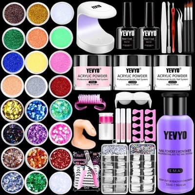 YEVYO Acrylic Nail Kit With Everything for Beginners, Professional Nail Starter Kit With UV Light - Image 1