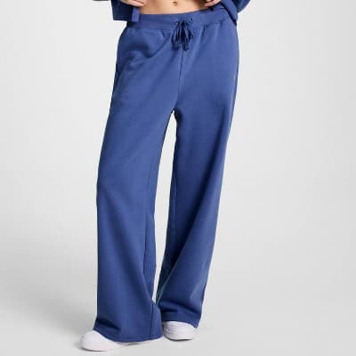 Champion Women's High-Rise Fleece Wide Leg Sweatpants - Blue M