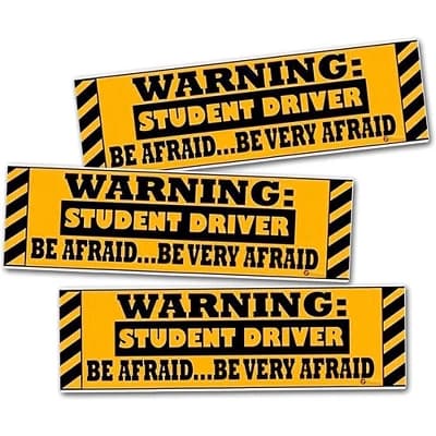 Zone Tech Warning Student Driver Vehicle Bumper Magnet - 3-Pack Premium Quality Reflective Warning Student Driver Bumper Safety Sign Magnet - Image 1