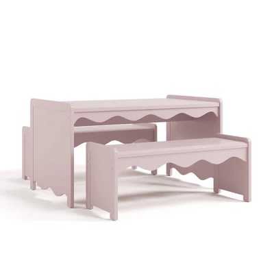 Storkcraft 3pc Casablanca Deluxe Montessori Kids' Table & Bench Set - Blush - Image 1
