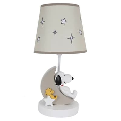 Peanuts Bedtime Originals Snoopy Love with Woodstock Hand-Painted Lamp with Shade & Bulb (Includes LED Light Bulb) - Image 1