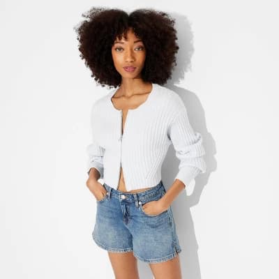 Women's Heritage Mid-Rise Denim Shorts - Wild Fable™ Medium Wash 0: Stretch, 4" Inseam - Image 1