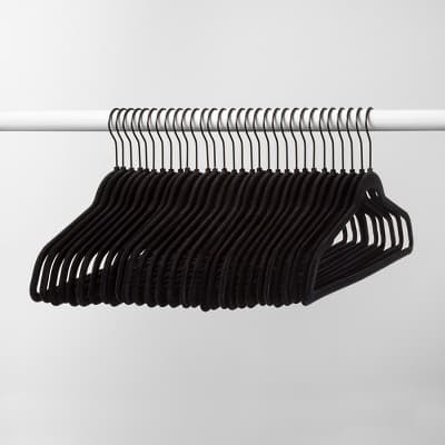 30pk Suit Flocked Hangers Black - Brightroom™: Velvet Clothes Hangers for Sweaters, Shirts, Dresses, Suits - Image 1