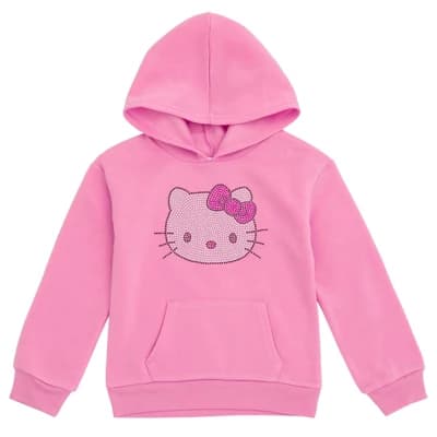 Hello Kitty Big Girls Fleece Pullover Hoodie Pink 10-12 - Image 1