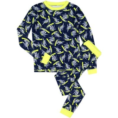 Sleep On It Boys 2-Piece Super Soft Jersey Snug Fit Pajama Set for Toddlers - Snowboarding Spaceman - Navy, 2T