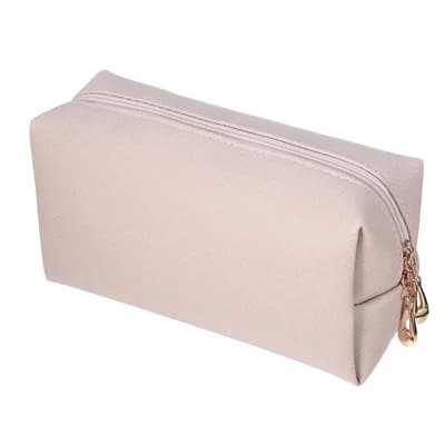 Unique Bargains Small Portable Travel Cosmetic Bag Pink 6.69"x2.95"x3.54" 1 Pc - Image 1