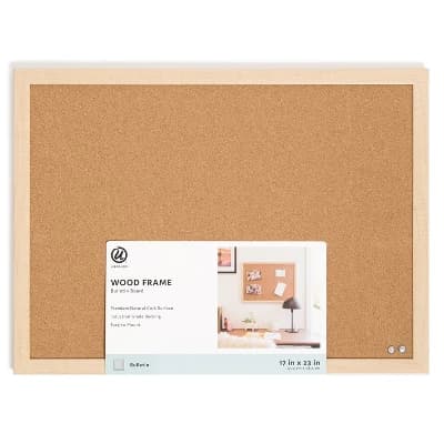 U Brands 23"x17" Cork Bulletin Board with Wood Frame - Image 1