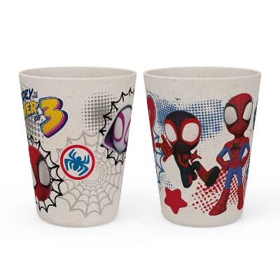 Zak Designs 2pk 10 fl oz Spidey and His Amazing Friends Melamine Tumblers Cream/Red - Image 1