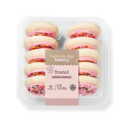 Frosted Sugar Cookies With Pink Icing - 13.5oz/10ct - Favorite Day™ - Image 1