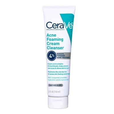 CeraVe Acne Foaming Cream Face Cleanser, Acne Treatment Face Wash - Fragrance-Free - 5oz - Image 1