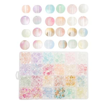 Unique Bargains Glass Beads for Bracelets 8mm Assorted Colors for Making Bracelet Making and DIY Crafts 480Pcs