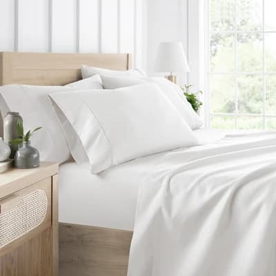 Solid 4 Piece Sheet Set - Ultra Soft - Becky Cameron (Extra Pillow Cases!), White, Twin - Image 1