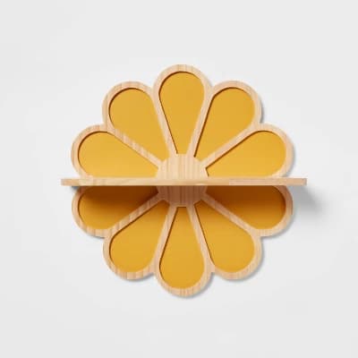 Flower Kids' Wall Kids' Shelf - Pillowfort™: Yellow Decorative Wall Sculpture, Botanical Design, 16.5"x5" - Image 1