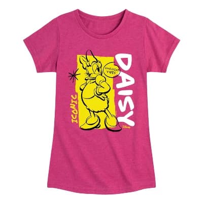 Girls' Disney Daisy Duck Iconic Confident Vibes Fitted Short Sleeve Graphic T-Shirt - Heather Fuchsia - Medium - Image 1