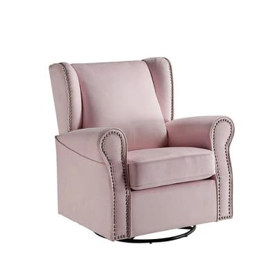 Acme Furniture Tamaki 35" Accent Chairs Pink Fabric : Cotton Upholstery, Wood & Metal Frame, No Assembly Required - Image 1