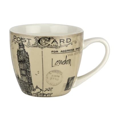 Pimpernel Postcard Sketches Mug, 16 Oz Coffee Cup, Porcelain Large Tea, Espresso, and Hot Cocoa Mug with Handle - Image 1