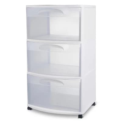 Sterilite Three Drawer Wide Cart with Clear Drawers - Image 1