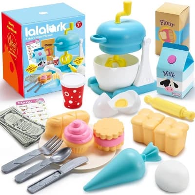 Joyfy 16Pcs Whisk n' Bake Bakery Mixer Playset, Pretend Play Kitchen Toys for Girls Boys, Easter Birthday Gift for Kids 2 3 4 5 6 Years Old - Image 1