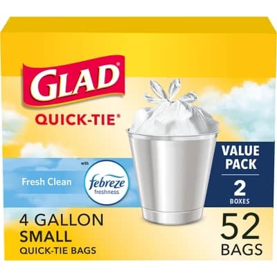 Glad Small Trash Bags + OdorShield White Trash Bags - 4gal/52ct - Image 1