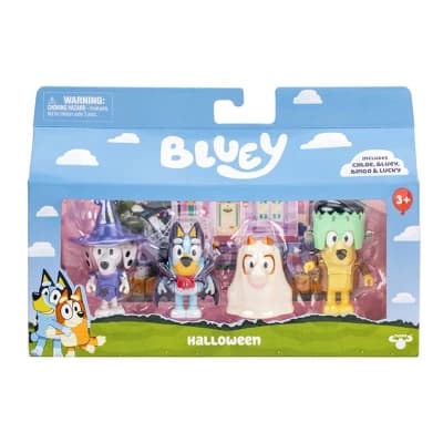 Bluey Costume Party Figures 4pk: Articulated Plastic Mini Figurines & Bluey Toys Collection - Image 1