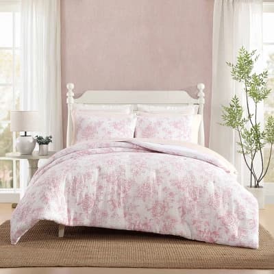 Laura Ashley Delphine Pink Twin Comforter Sham Set - Image 1