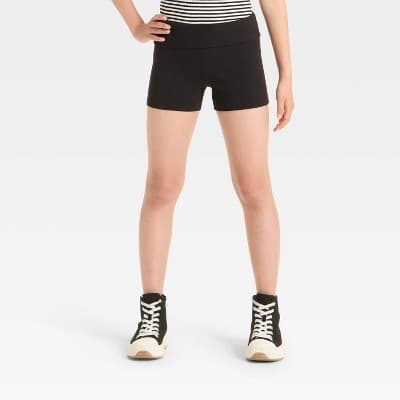 Girls' Foldover Bike Shorts - art class™ Black L