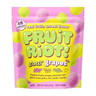 Fruit Riot Frozen Sour Mixed Candy Grapes - 8oz