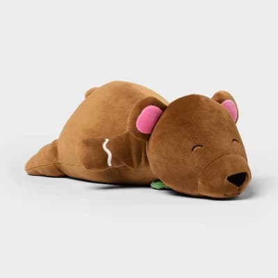 Holiday Gingerbread Bear Weighted Plush Kids' Throw Pillow Brown - Pillowfort™ - Image 1