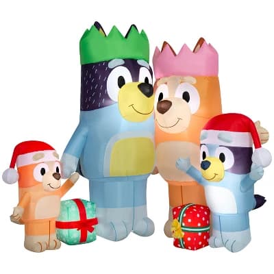 Gemmy Christmas Inflatable Bluey and Family Scene, 6 ft Tall, Multi - Image 1
